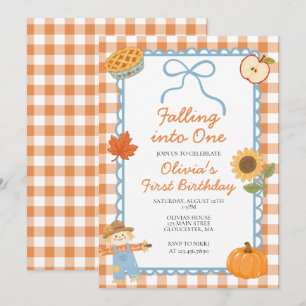 Invitation Tomber dans un premier anniversaire d'automne
