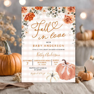 Invitation Tombez Amoureux Baby Shower Gingham Orange Citroui