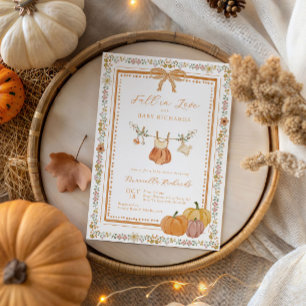 Invitation Tombez amoureux Bébé Fille Shower d'automne