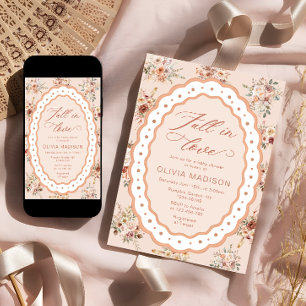 Invitation Tombez amoureux Boho automne floral Baby Shower