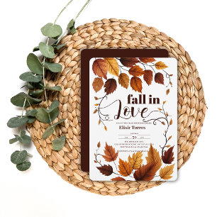 Invitation Tombez amoureux de la Baby Shower des feuilles d'a