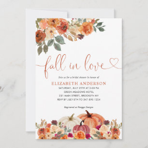 Invitation Tombez amoureux de la citrouille orange florale Sh
