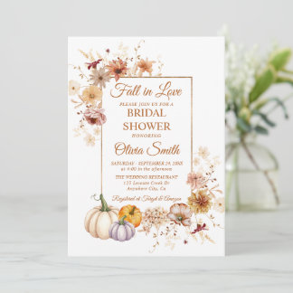 Invitation Tombez amoureux de la douche de mariée citrouille