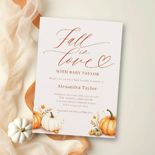 Invitation Tombez amoureux Élégant Script Terracotta Baby Sho