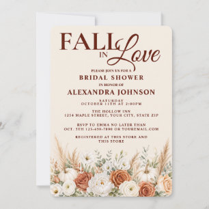 Invitation Tombez Amoureux Fleurale de Citrouille Blanche pou