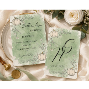 Invitation Tombez amoureux Mariage Rustique Vert Automne Citr