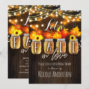Invitation Tombons amoureux Mariée d'automne aux feuilles et 
