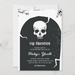 Invitation Tombstone & Crâne RIP Vingtaines 20s 30e Anniversa