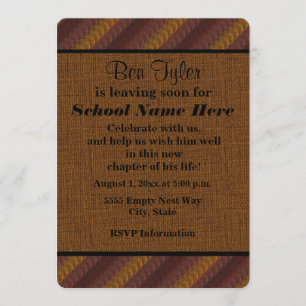 Invitation Tonalité Terre Brown rouille "Off To College" Invi