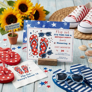 Invitation Tongs de 14 juillet pour un anniversaire d'été pat