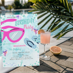 Invitation Tongs de lunettes de soleil Anniversaire d'été en
