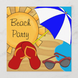 Invitation Tongs Lunettes de soleil Plage Fête d'anniversaire