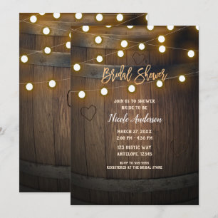 Invitation Tonneau en bois sculpté de lumières de cœur pour l
