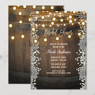 Invitation Tonneau en bois sculpté de lumières de cœur pour l