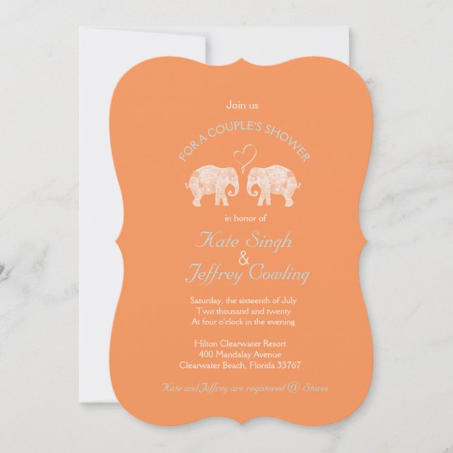 Invitation TONNES D'AMOUR/Eléphant Couleur personnalisée Douc (Devant)