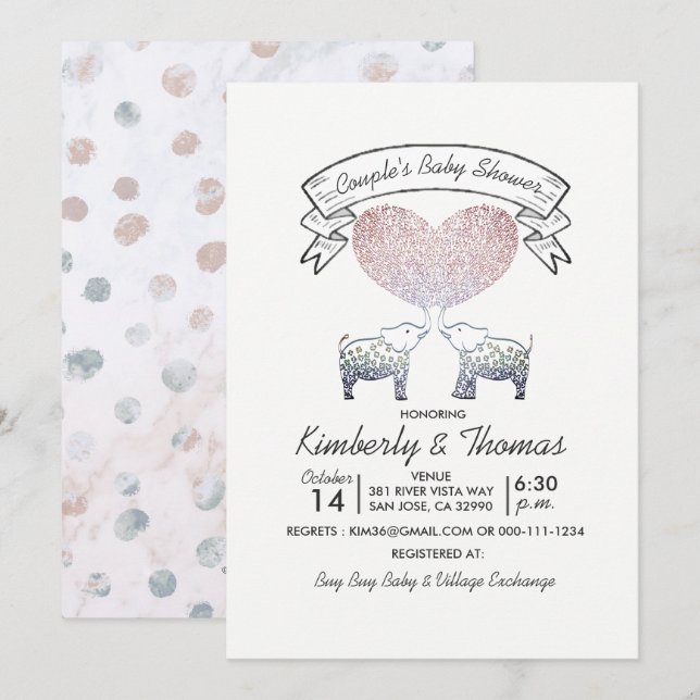 Invitation Tonnes d'amour Neutre Baby shower du couple (Devant / Derrière)