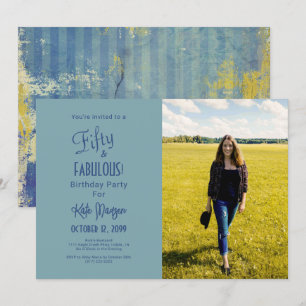 Invitation Tons De Bleu 50 & FABULEUSE Photo Anniversaire