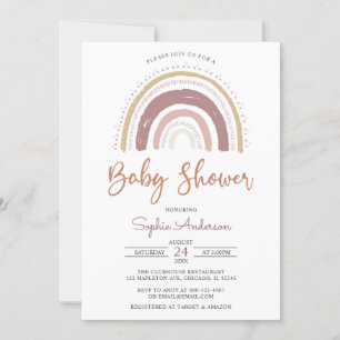 Invitation Tons muets modernes Boho Rainbow Baby shower Invit