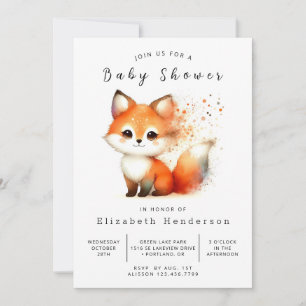 Invitation Tons neutres Baby shower Fox animal