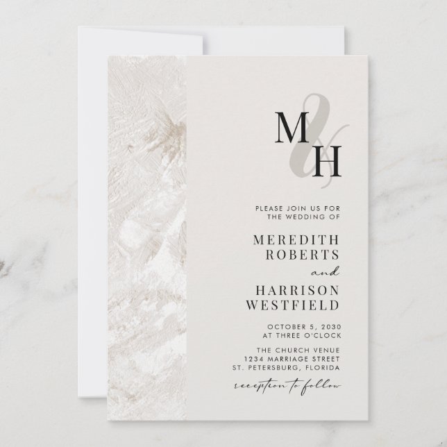 Invitation Tons neutres de la Terre QR Code Monogramme Mariag (Devant)