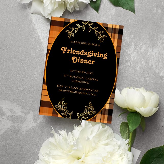 Invitation tons plaid teracotta Friendsgiving (Créateur téléchargé)
