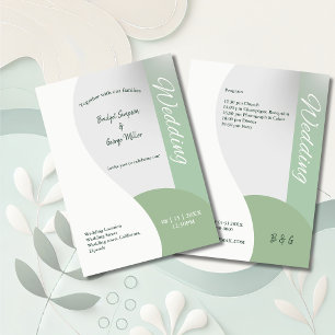 Invitation tons vert menthe simple boho chic mariage