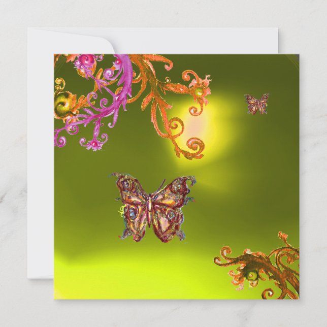 Invitation TOPAZE PAPILLON JAUNE, rose orange brun vif (Devant)
