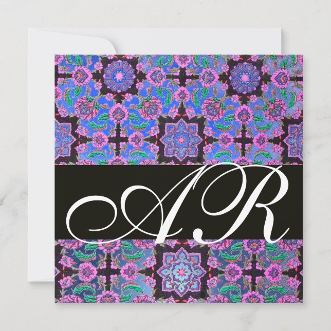 Invitation TOPKAPI BLUE BLACK ROSE DOMMASQUE vert MONOGRAM (Devant)