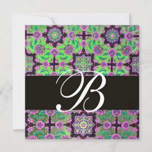 Invitation TOPKAPI VERT NOIR DOMMASQUE MONOGRAM rose bleu