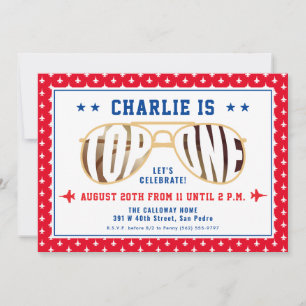 Invitation TopOne Fighter Pilote thème premier anniversaire