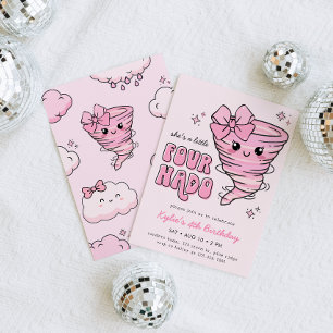 Invitation Tornade rose petit Fournado 4e anniversaire