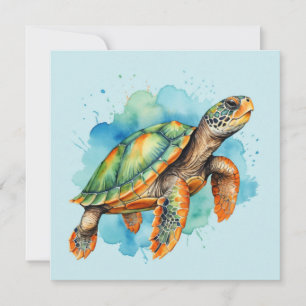Invitation Tortue à peinture mignonne