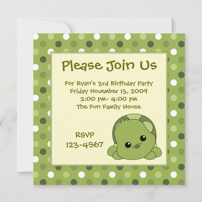 Invitation Tortue Cutie (Devant)