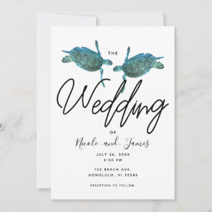 Invitation Tortues de mer bleu sarcelle Élégant mariage sur l
