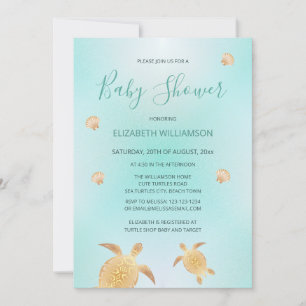 Invitation Tortues d'or   Baby shower non sexiste