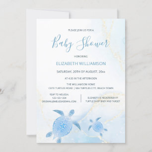 Invitation Tortues d'or QR Code   Baby shower garçon