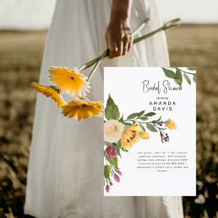 Invitation Toscan Fête des mariées florale de tournesol d'or