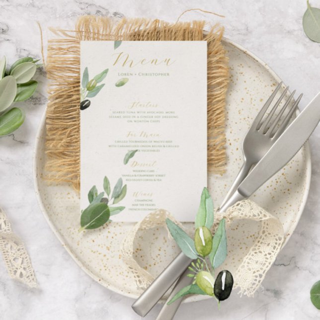 Invitation Toscane Feuille Branche-Mariage Menu (Créateur téléchargé)
