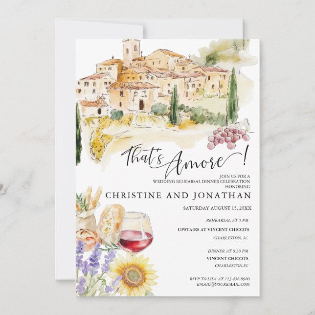 Invitation Toscane Italie | Alimentation italienne | Dîner de (Devant)
