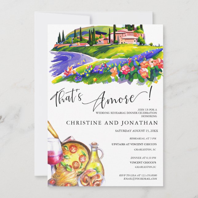 Invitation Toscane Italie | Alimentation italienne | Dîner de (Devant)
