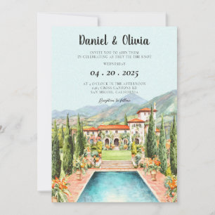 Invitation Toscane Italie Mariage de Destination Aquarelle