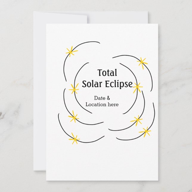 Invitation Total éclipse solaire ajouter la date emplacement  (Devant)