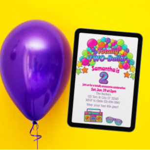 Invitation Totalement Deux-bullar, Anniversaire 2 ans Coloré