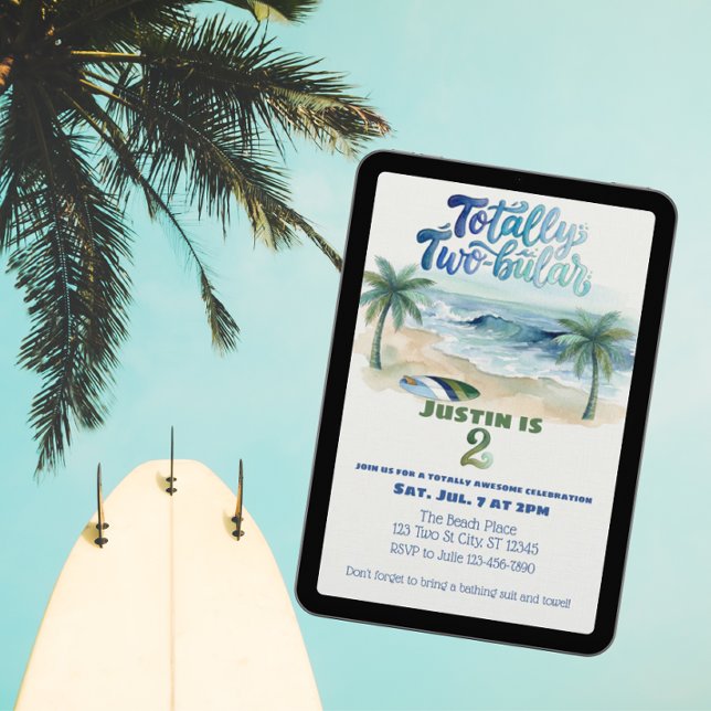 Invitation Totally Two-buillar, Surf 2nd Birthday (Créateur téléchargé)