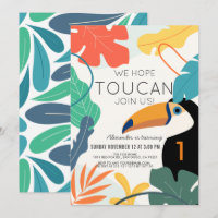 Toucan Feuille tropicale moderne 1er anniversaire