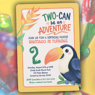 Invitation Toucan Tropical Oiseau Eté Animal 2ème Anniversair