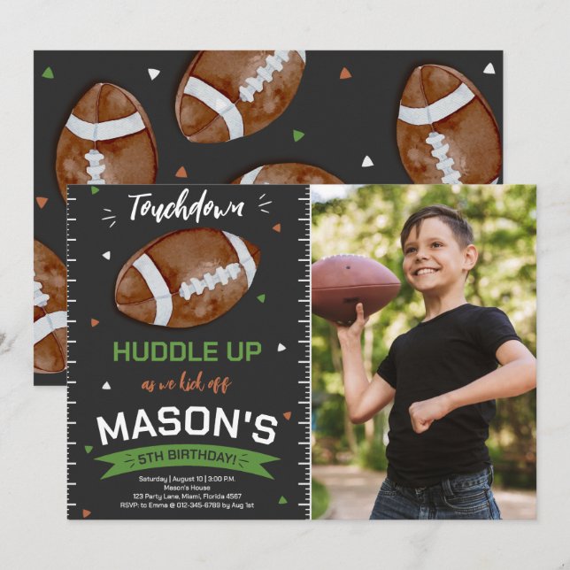 Invitation Touch Football Anniversaire Photo (Devant / Derrière)