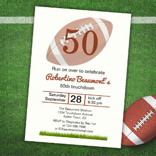 Invitation Touchdown Fifty Funny Football 50e anniversaire
