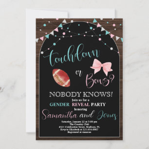 Invitation Touchdown ou Bows Genre Revevedette Party