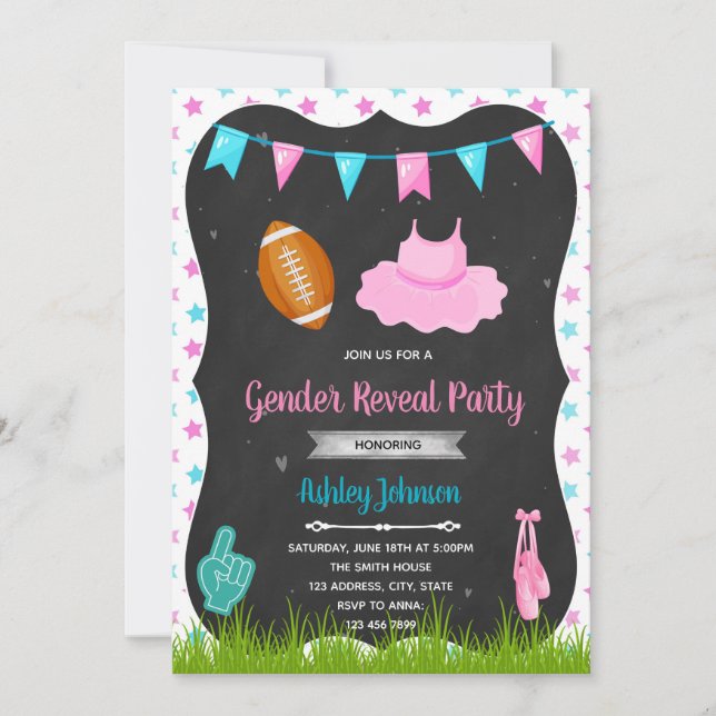 Invitation Touchdown ou tutu genre révéler l'invitation (Devant)